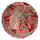 Pallina natalizia rosso lucido 100 mm decoro rosa oro vetro soffiato s4