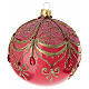 Weihnachtskugel aus mundgeblasenem Glas, glänzend rote Grundfarbe mit goldenem Arabesken-Dekor und Strass – Ø 10 cm s1