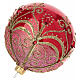 Weihnachtskugel aus mundgeblasenem Glas, glänzend rote Grundfarbe mit goldenem Arabesken-Dekor und Strass – Ø 10 cm s4