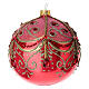 Pallina di Natale rosso lucido arabeschi oro 100 mm vetro soffiato  s1