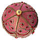 Pallina di Natale rosso lucido arabeschi oro 100 mm vetro soffiato  s3