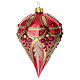 Pallina di Natale rossa decori oro goccia vetro soffiato 80 mm s2
