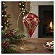 Red Christmas Teardrop Ornament with Gold Decorations Hand-blown Glass 80 mm s2