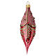 Set 3 bolas gota vidrio soplado rojo lúcido motivos oro 13 cm s3