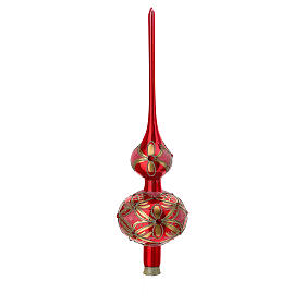 Punta rojo oro para árbol Navidad vidrio soplado h 36 cm