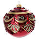 Boule de Noël rouge brillant décorée or paillettes 100 mm verre soufflé s2