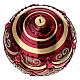 Boule de Noël rouge brillant décorée or paillettes 100 mm verre soufflé s3
