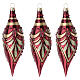 Box 3 palline goccia rosso lucido Natale vetro soffiato decori oro 13 cm s1
