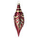Box 3 palline goccia rosso lucido Natale vetro soffiato decori oro 13 cm s2