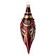 Box 3 palline goccia rosso lucido Natale vetro soffiato decori oro 13 cm s3