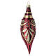 Box 3 palline goccia rosso lucido Natale vetro soffiato decori oro 13 cm s4