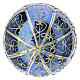 Pallina Natale blu lucido decori oro azzurri 150 mm vetro soffiato s4