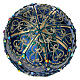 Boule de Noël bleue brillant décor or strass 100 mm verre soufflé s4