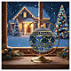 Pallina di Natale blu lucido decoro oro strass 100 mm vetro soffiato s2