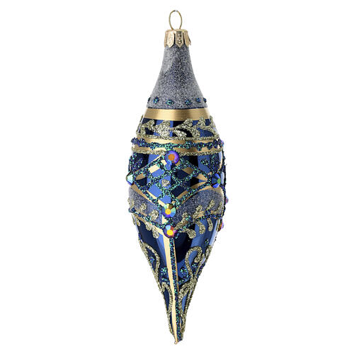 Set 3 bolas gota azul vidrio soplado decoradas 14 cm 3