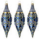 Set 3 bolas gota azul vidrio soplado decoradas 14 cm s1