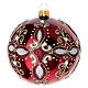 Shiny red ball with white and gold decorations, blown glass, 4 in s3