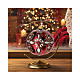 Red Glossy Ball with White and Gold Decoration Blown Glass 100 mm s2