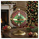 Hand-decorated Christmas bauble, green and red, 4 in, blown glass s2