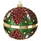 Hand-decorated Christmas bauble, green and red, 4 in, blown glass s3