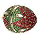 Pallina uovo decorata a mano verde rossa vetro soffiato 120x80 mm s4
