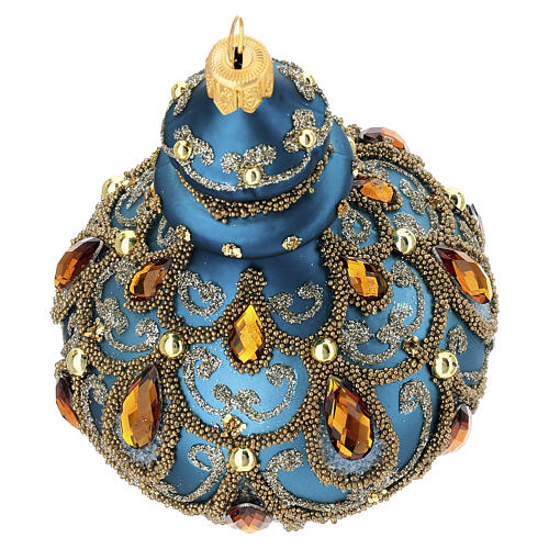 Décoration sapin Noël bleu-vert verre soufflé 120x100 mm 3