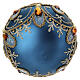 Green teal Christmas ball with orange rhinestones 100 mm blown glass s3