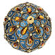 Green teal Christmas ball with orange rhinestones 100 mm blown glass s4