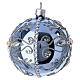 Weihnachtskugel aus mundgeblasenem Glas, glänzend hellblaue Grundfarbe mit silbernem Dekor und Strass – Ø 8 cm s2