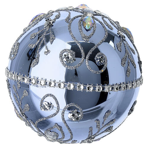 Bola frost plata decorada a mano strass 80 mm vidrio soplado 5