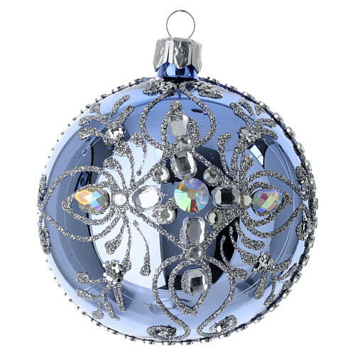 Hand-Decorated Silver Frosted Ball 80 mm Blown Glass 1