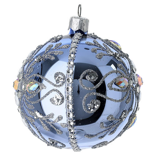 Hand-Decorated Silver Frosted Ball 80 mm Blown Glass 2