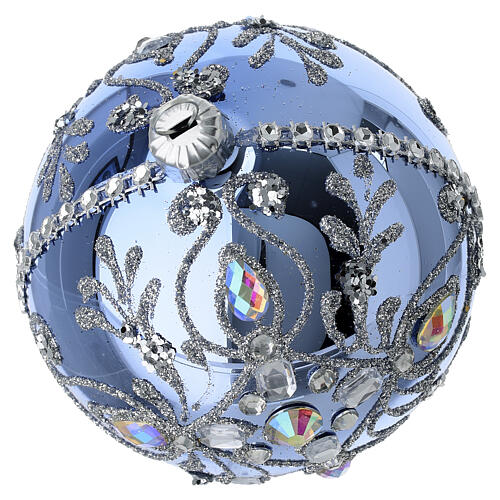 Hand-Decorated Silver Frosted Ball 80 mm Blown Glass 4