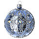 Hand-Decorated Silver Frosted Ball 80 mm Blown Glass s1