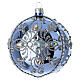Light blue Christmas ball, mirror finish, blown glass with silver glitter and rhinestone decorations s1