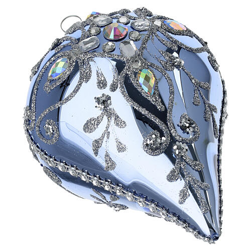 Bola gota azul espejo cuentas strass vidrio soplado 12x8 cm 4