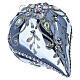 Blue teardrop ornament mirror rhinestones blown glass 12x8 cm s4