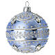 Matte Blue Christmas Bauble Blown Glass 80 mm Silver Decorations and Stones s2