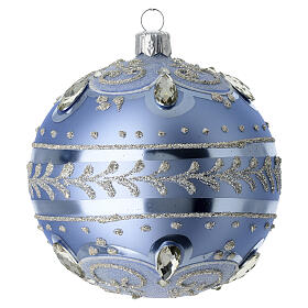 Bola de Navidad azul opaco 100 mm vidrio soplado purpurina plata