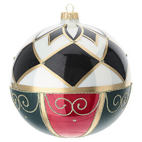 Pallina Natale decoro stile circo multicolor vetro soffiato 150 mm