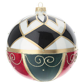 Pallina Natale decoro stile circo multicolor vetro soffiato 150 mm