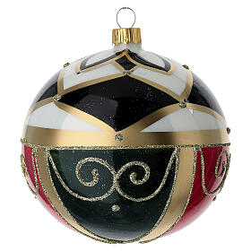 Bola de Navidad 100 mm vidrio soplado verde rojo ajedrez