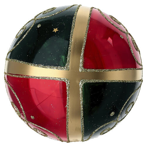 Bola de Navidad 100 mm vidrio soplado verde rojo ajedrez 4