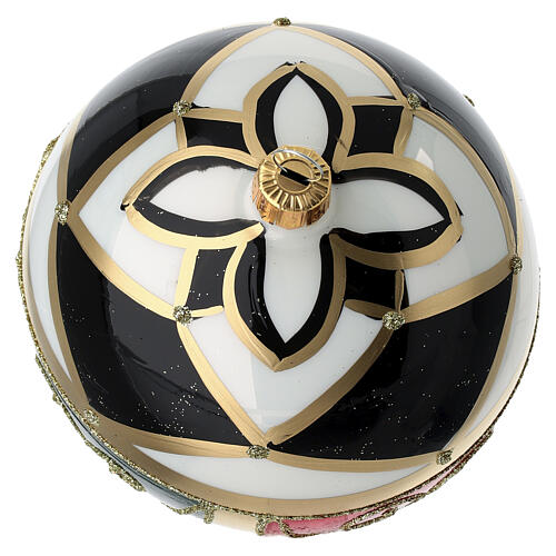 Boule de Noël 100 mm verre soufflé vert rouge damier 3