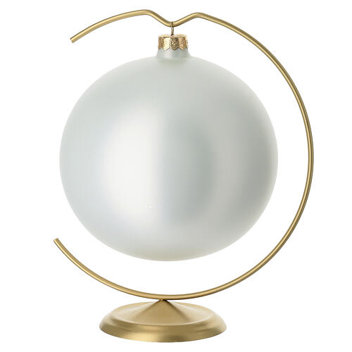 Hand-painted blown glass ball with snowy scene, 24-karat gold details, 6 in, with hook 5