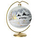 Hand-painted blown glass ball with snowy scene, 24-karat gold details, 6 in, with hook s4