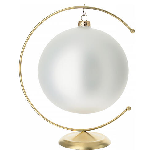 Bola de Natal com cena nevada, pintura em ouro 24 quilates vidro soprado 150 mm com gancho 5