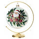 Christmas ball with Santa Claus and flowers, gold details, blown glass with hook, 6 in s1