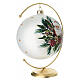 Christmas ball with Santa Claus and flowers, gold details, blown glass with hook, 6 in s4
