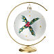 Christmas ball with Santa Claus and flowers, gold details, blown glass with hook, 6 in s5
